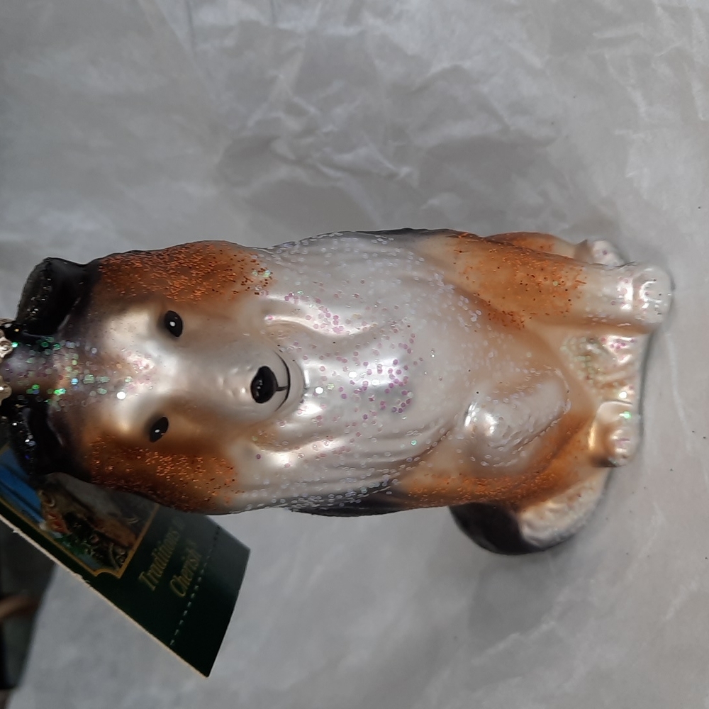 Sheltie Pet Dog Puppy Animal Old World Christmas Glass Ornament Breeder NWT